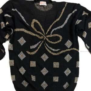 Black ,silver and  gold vintage 80s sweater